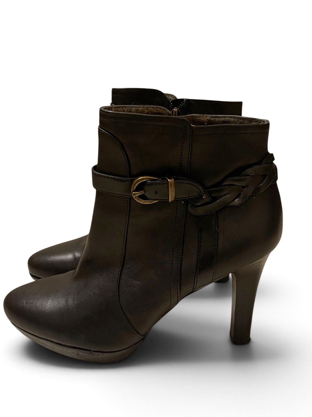 ❤️ Banana Republic Black Sophie Braided Leather Moto Platform Booties